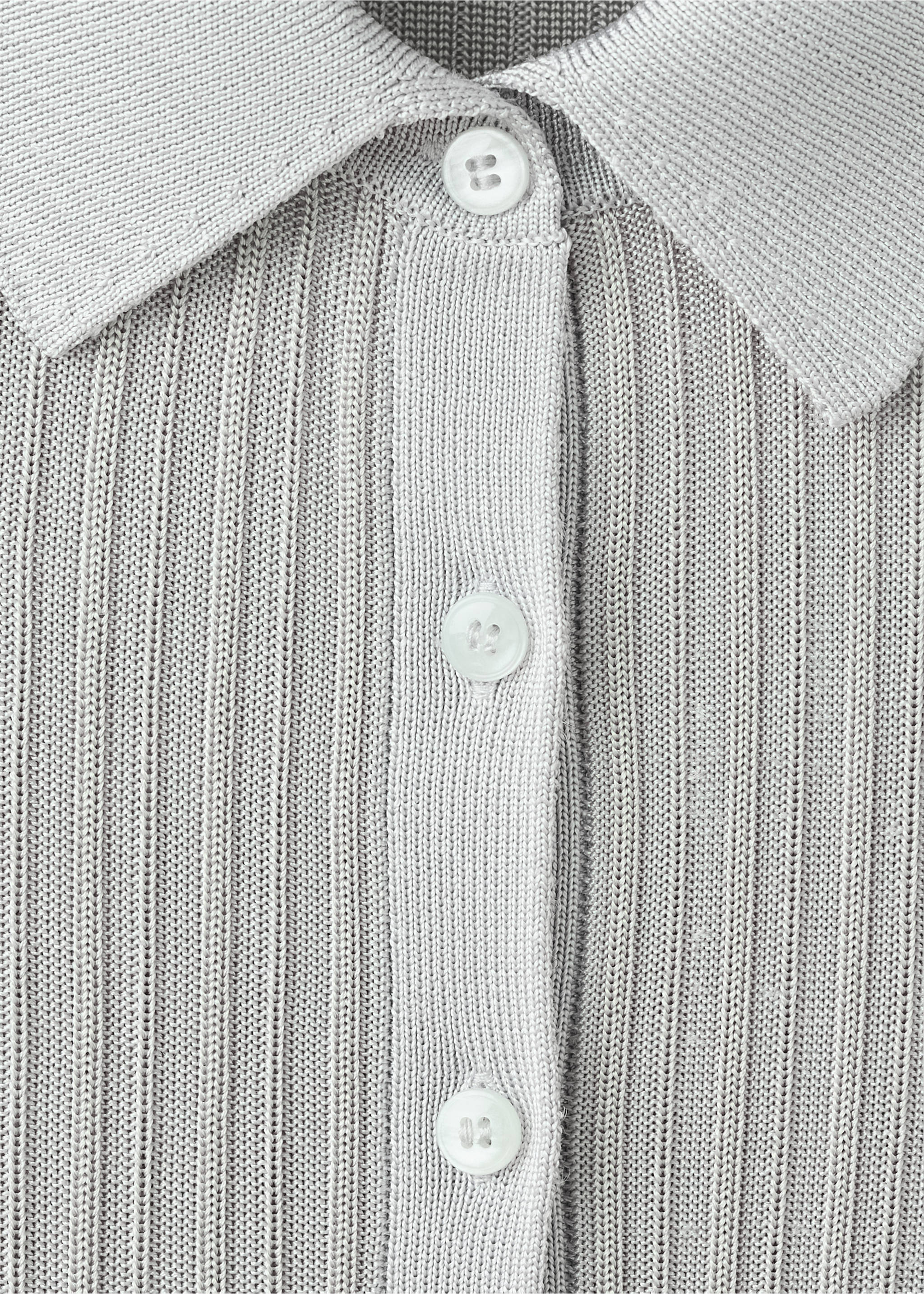 Polo-neck ribbed sweater - Details of the article 8, Grey. Ref: 37091446-00.