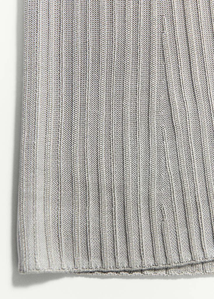 Polo-neck ribbed sweater — Grey