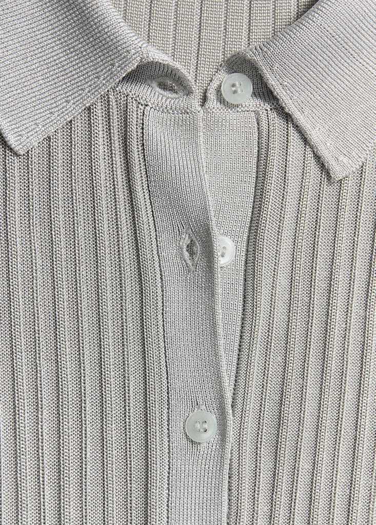 Polo-neck ribbed sweater — Grey