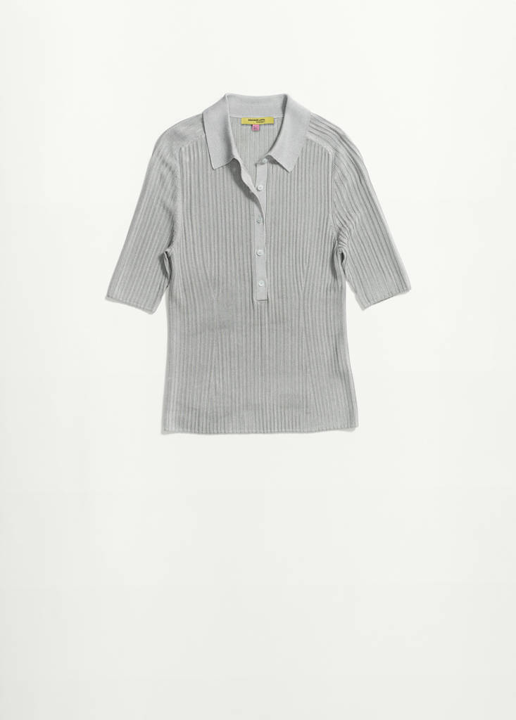 Polo-neck ribbed sweater — Grey