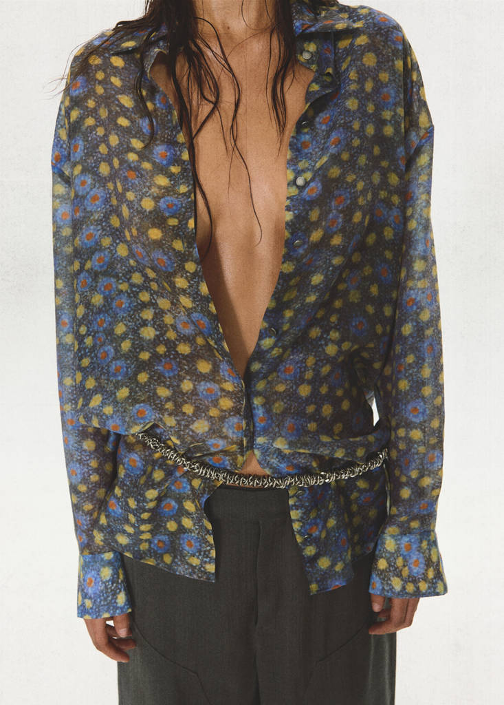 Semi-sheer printed shirt