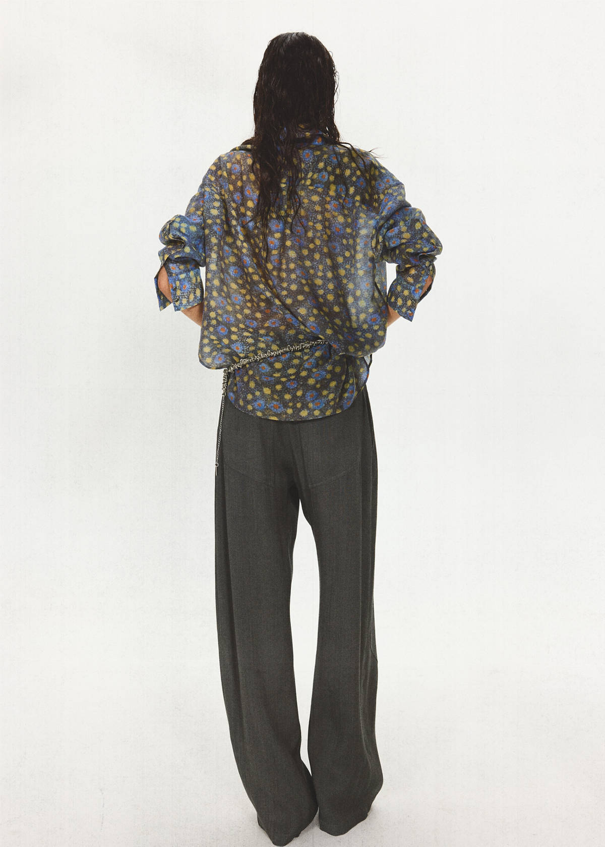 Printed semi-transparent blouse — Black