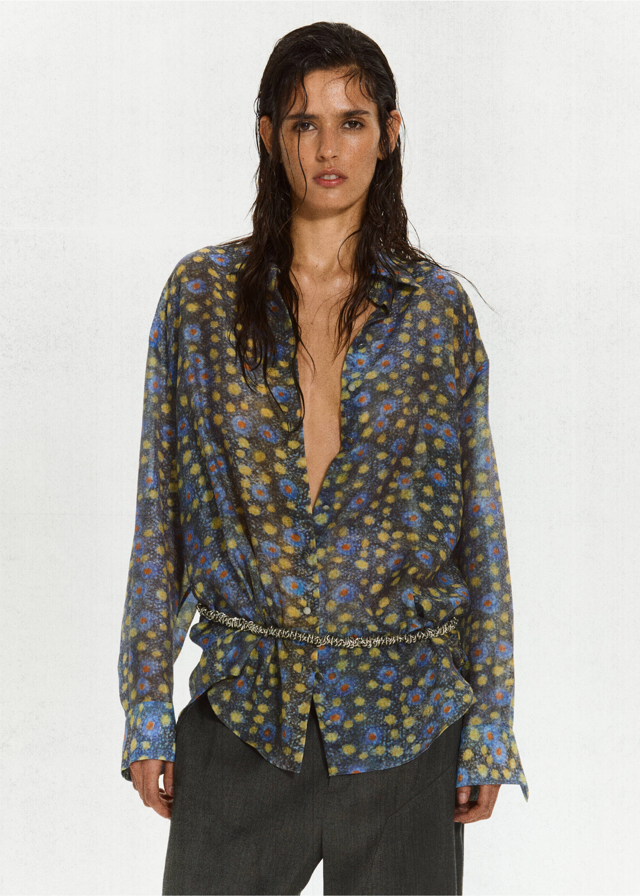 Chemise en lyocell à imprimé floral - Détail de l'article 1, Noir. Ref: 37091448-00.