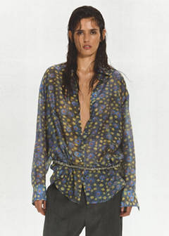 Printed semi-transparent blouse — Black 4