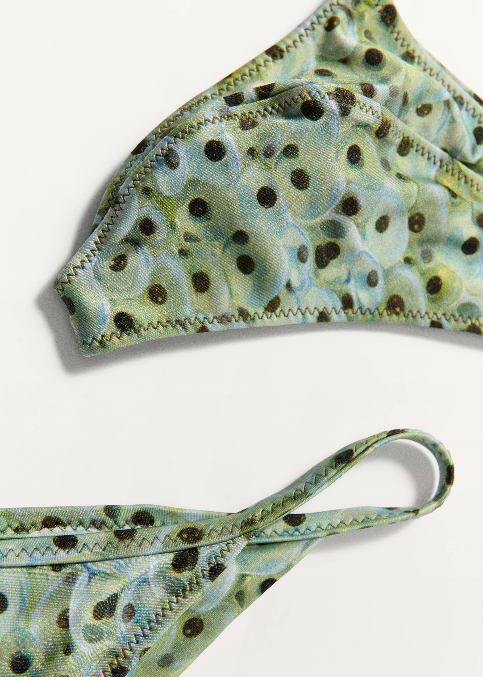 Printed Brazilian bikini bottoms - Details of the article 8, Green. Ref: 37091449-00.