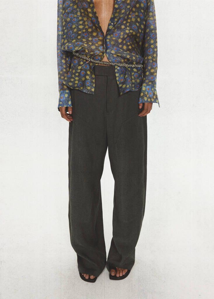 Straight-leg suit trousers with stitching details — Black