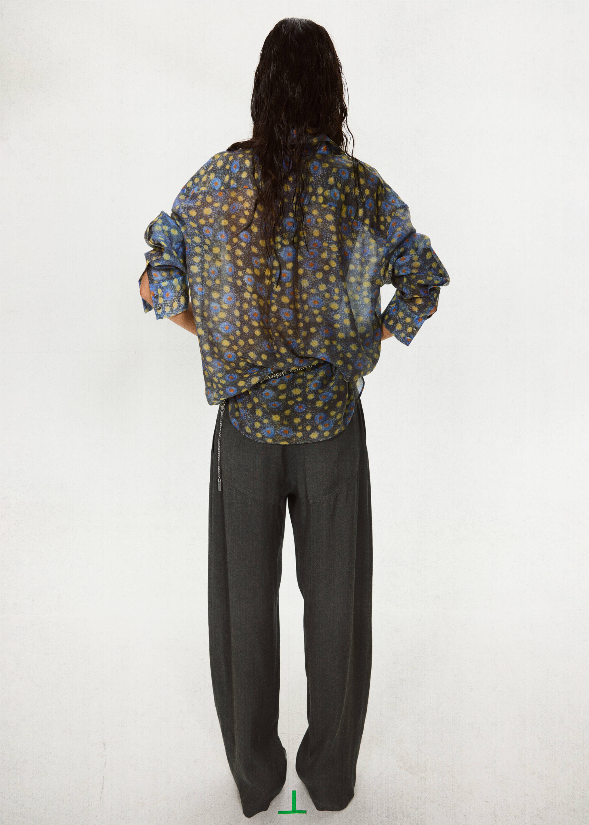 Straight-fit suit trousers - Reverse of the article, Black. Ref: 37091450-00.