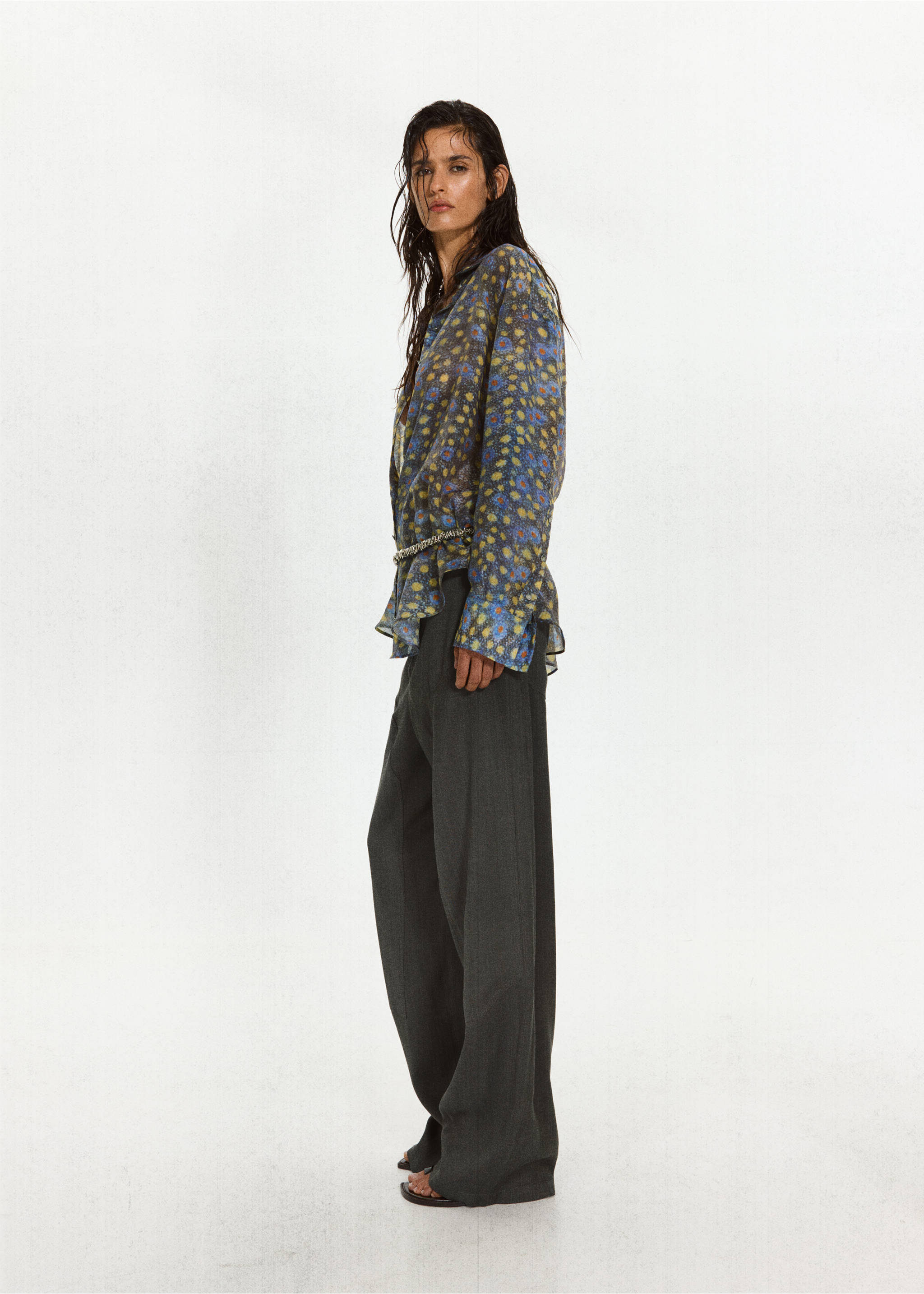Straight-fit suit trousers - Details of the article 1, Black. Ref: 37091450-00.