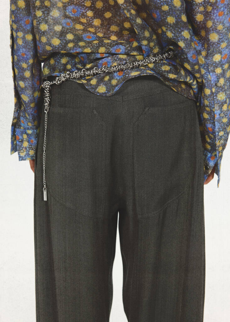 Straight-leg suit trousers with stitching details — Black