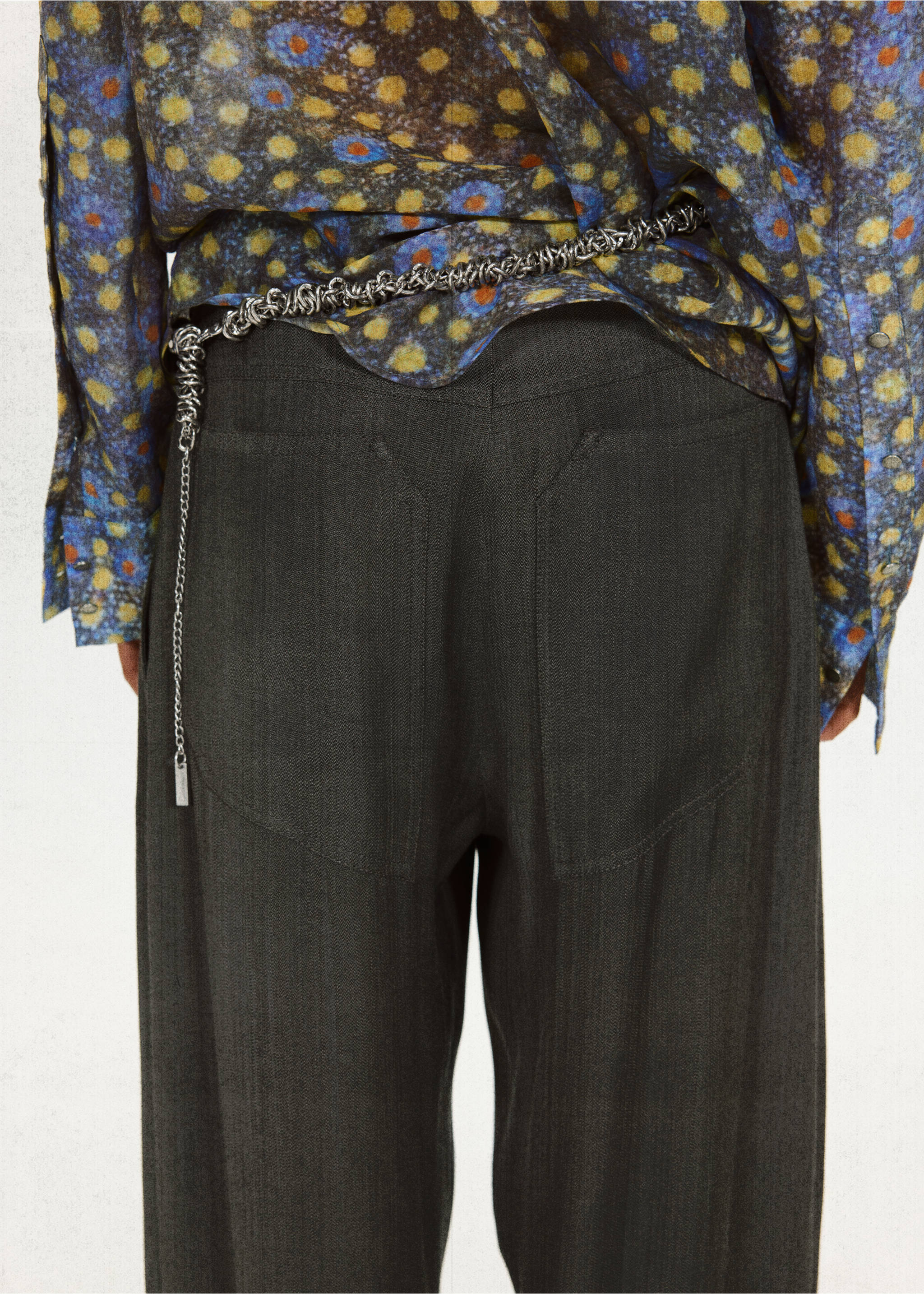 Straight-fit suit trousers - Details of the article 4, Black. Ref: 37091450-00.