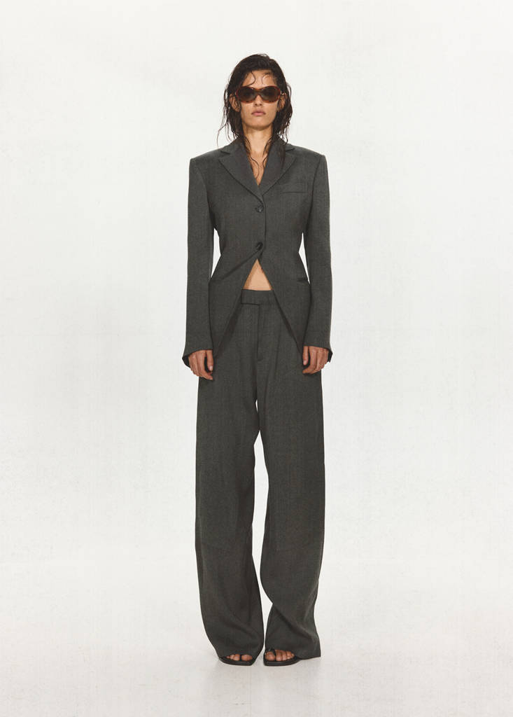 Straight-leg suit trousers with stitching details — Black