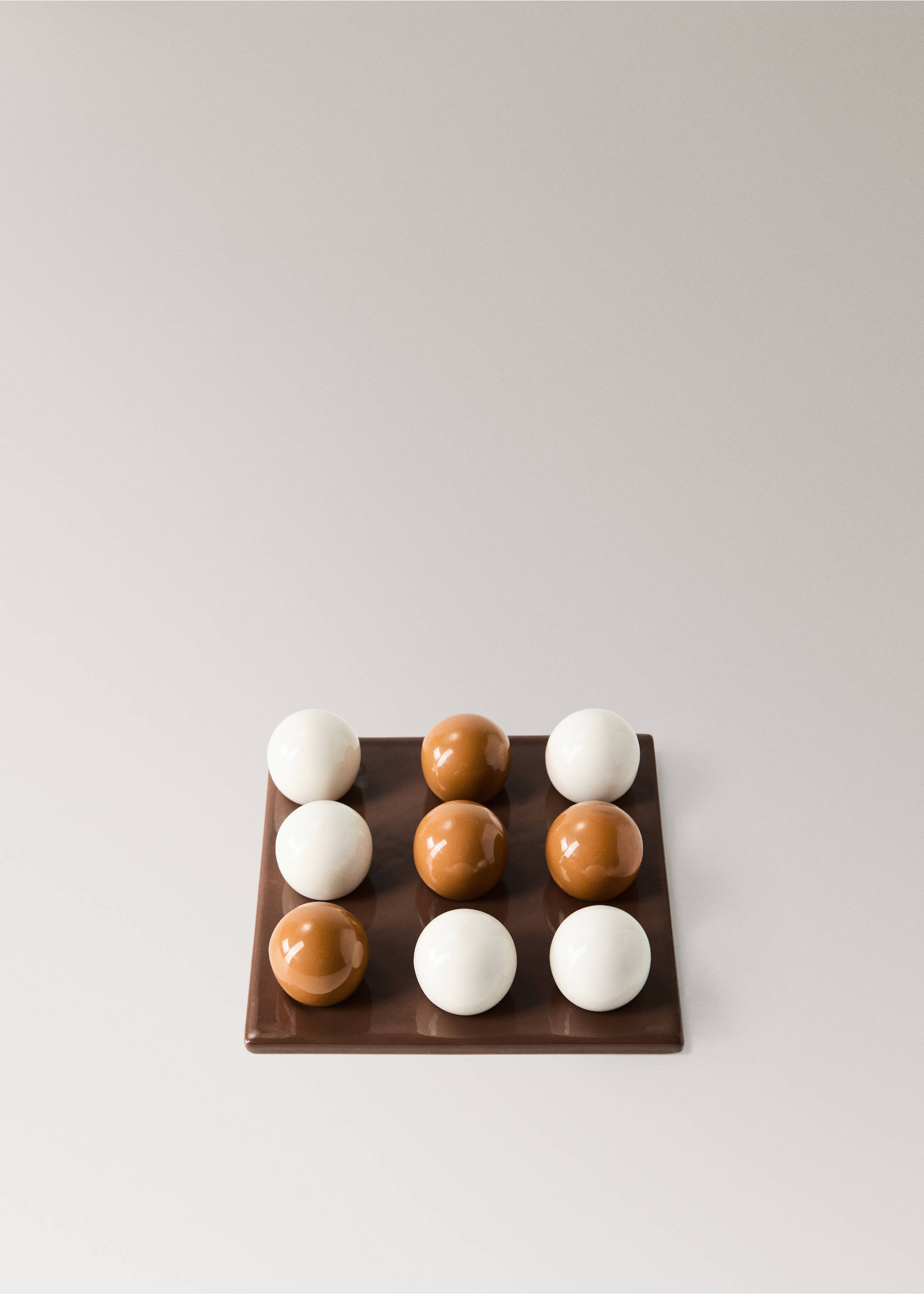 Ceramic noughts and crosses set - Article without model, Brown. Ref: 37091451-00.