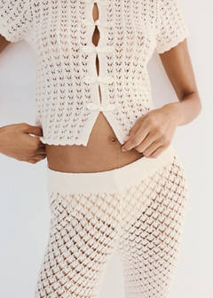 Open-knit toggle cardigan — Ecru 5