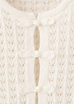 Open-knit toggle cardigan — Ecru 11
