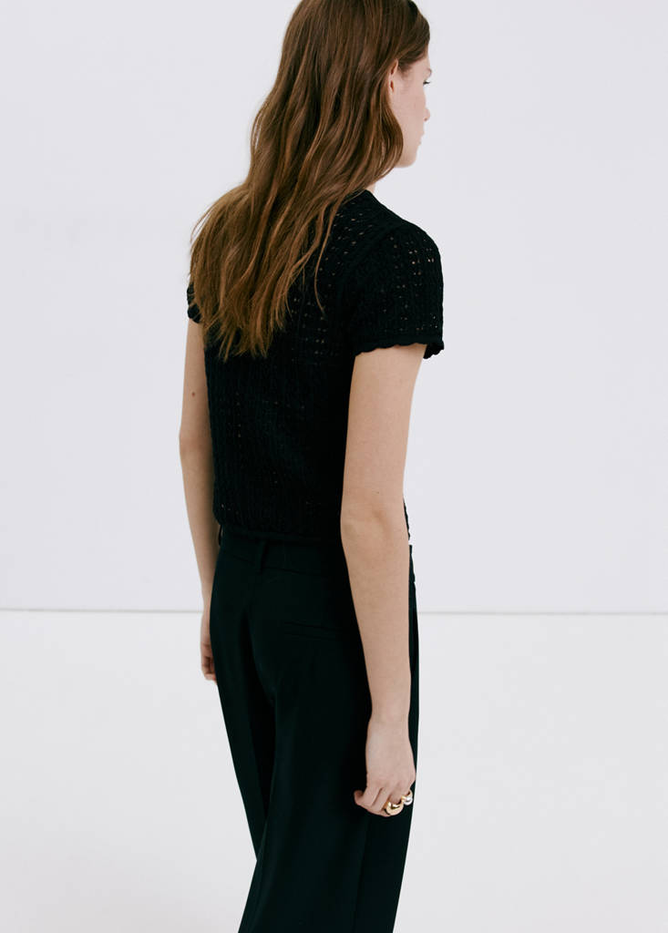 Open-knit toggle cardigan — Black