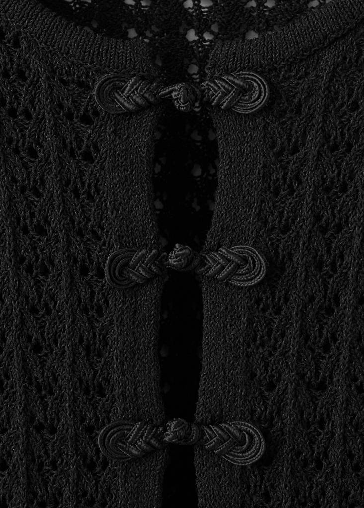 Open-knit toggle cardigan — Black