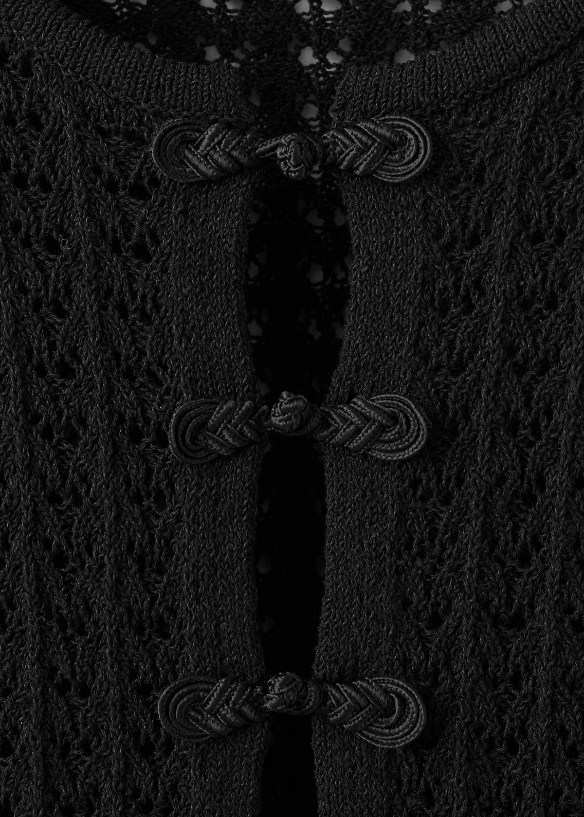 Open-knit toggle cardigan — Black