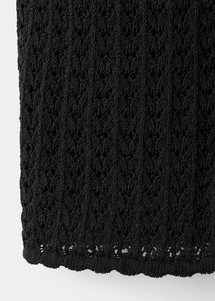 Open-knit toggle cardigan — Black