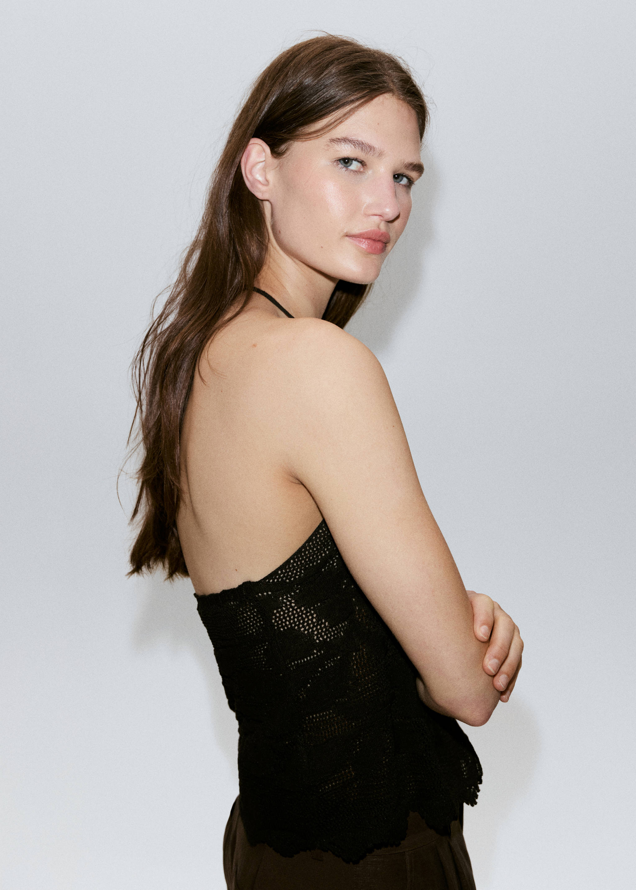 Embroidered knit halter top - Details of the article 1