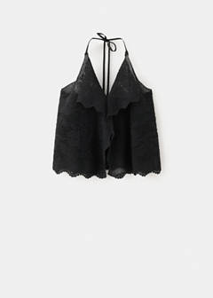 Embroidered knit halter top — Black 5