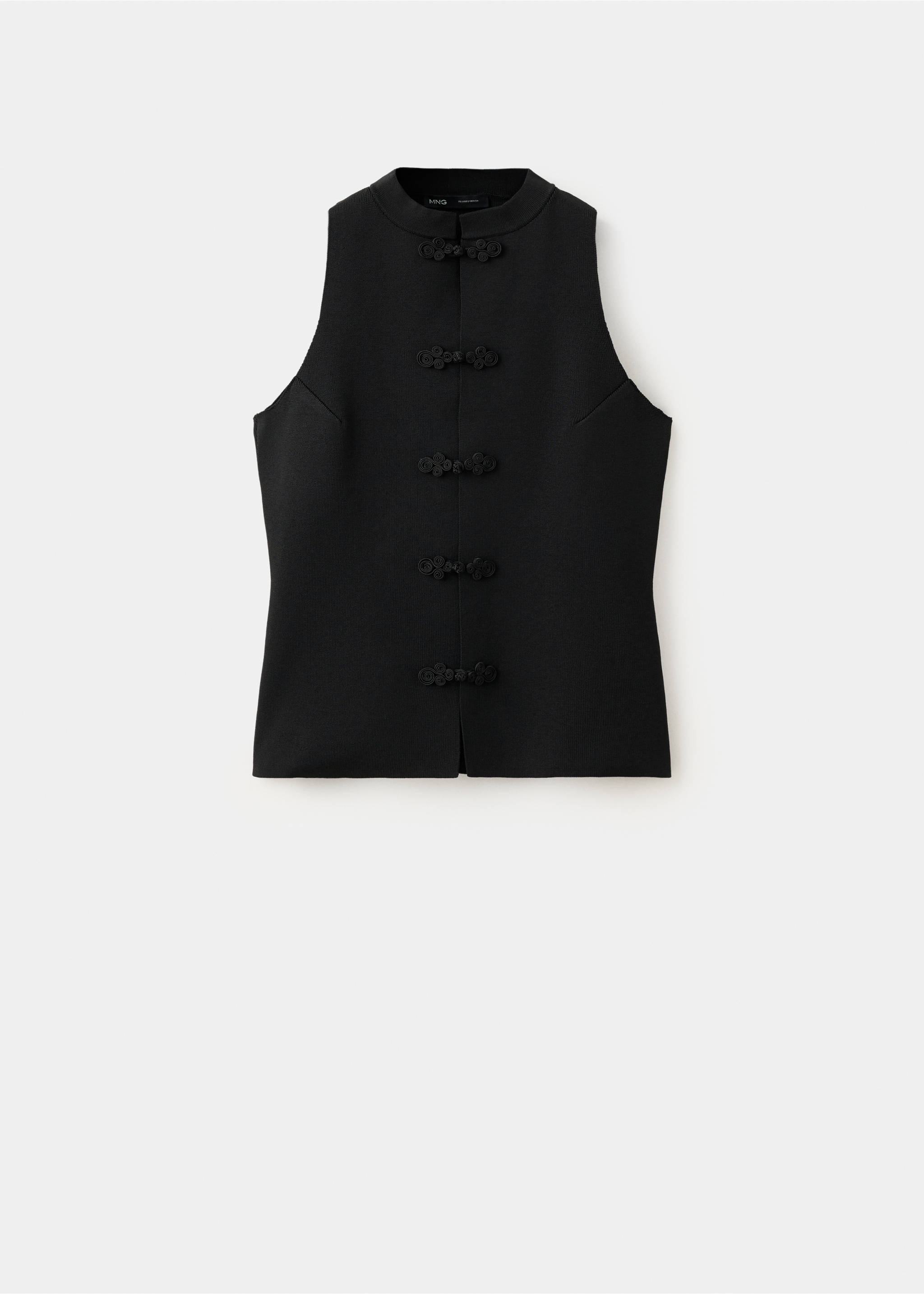 Knit frog fastening vest - Article without model, Black. Ref: 37091456-00.