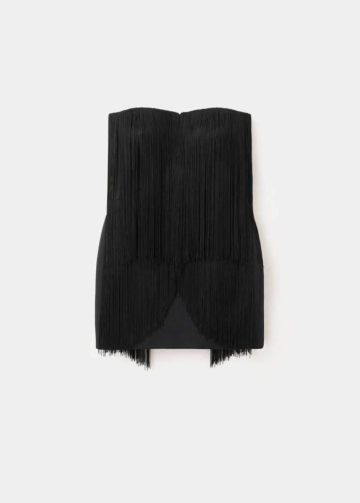 Strapless fringed dress — Black