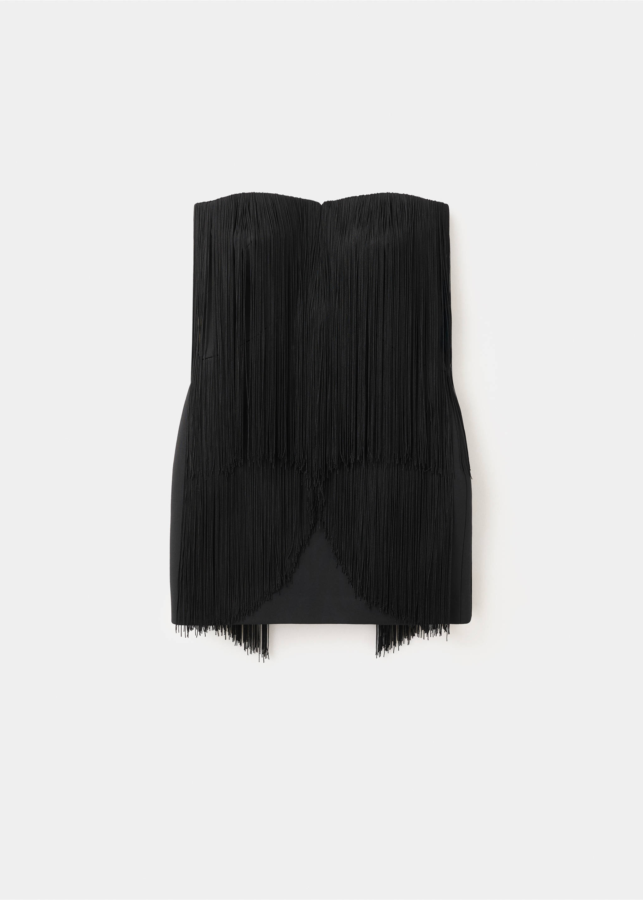 Strapless jurk met franjes - Artikel zonder model, Zwart. Ref: 37091457-00.