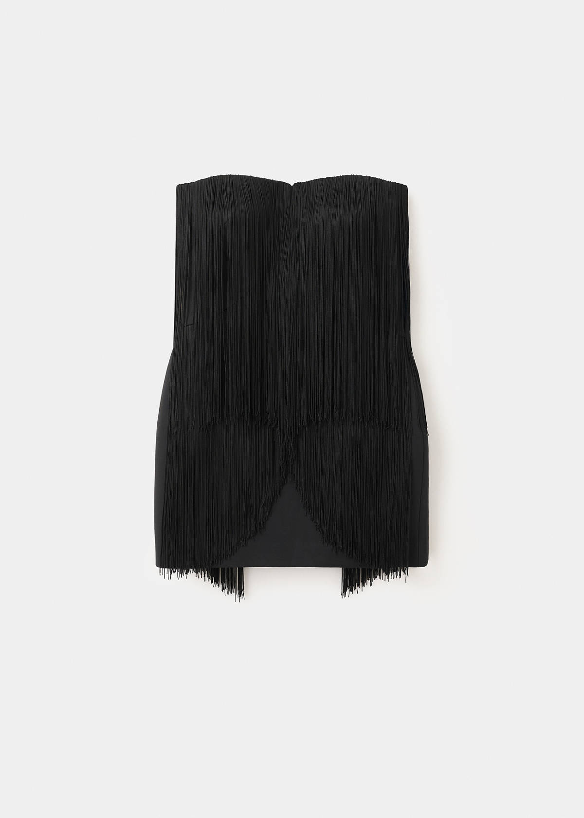 Strapless fringed dress — Black