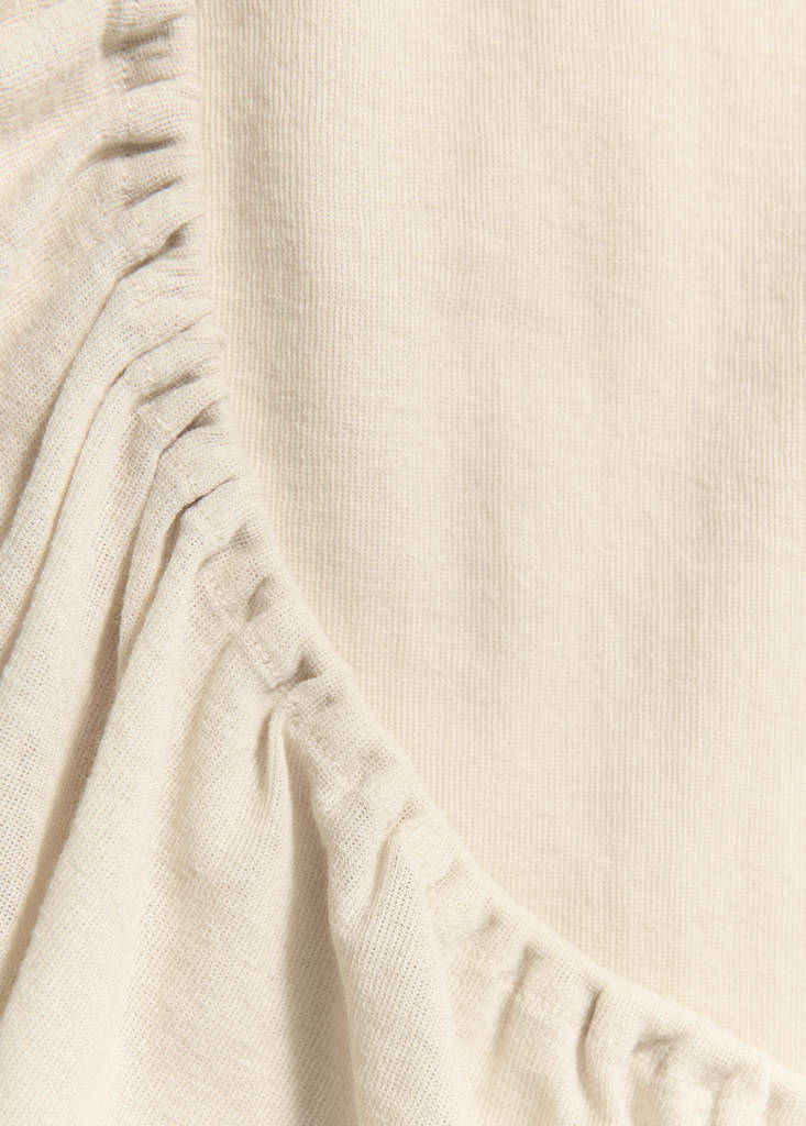 Ruched split overlay top — Ecru