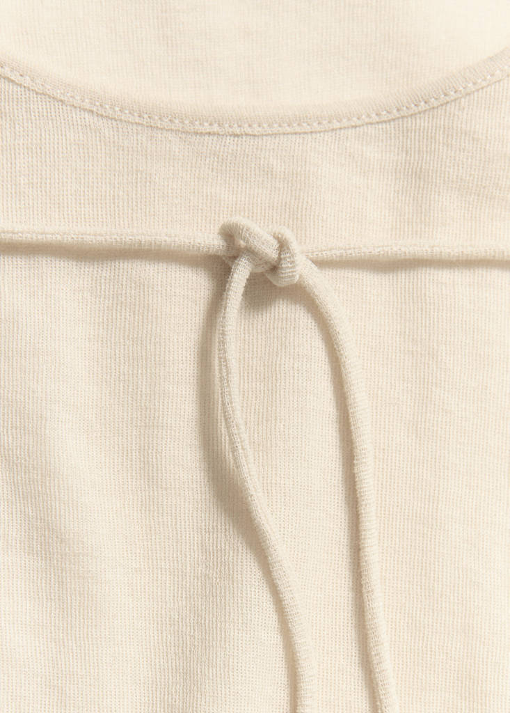 Ruched split overlay top — Ecru