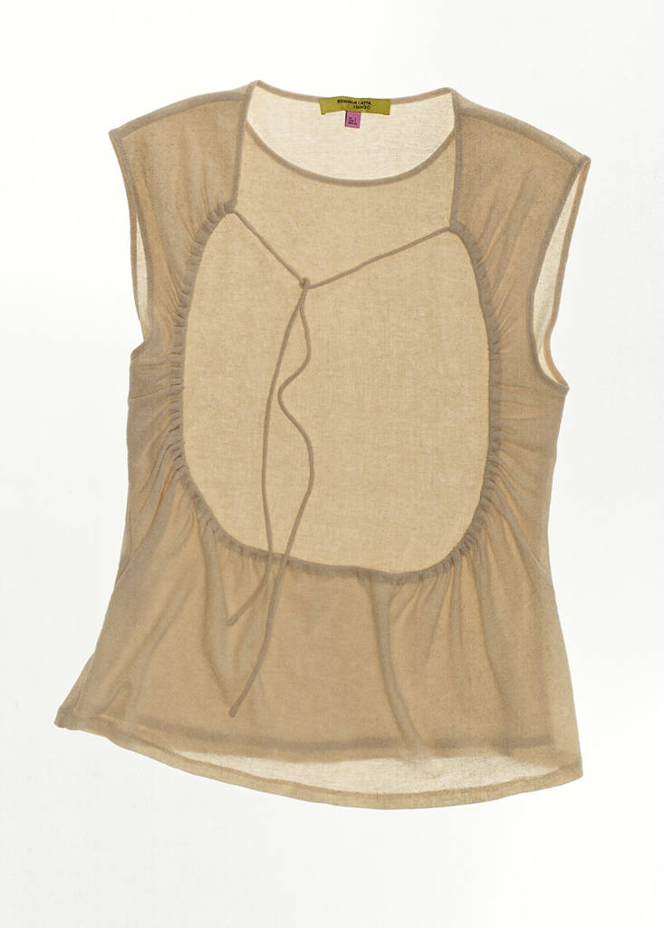 Ruched split overlay top — Ecru