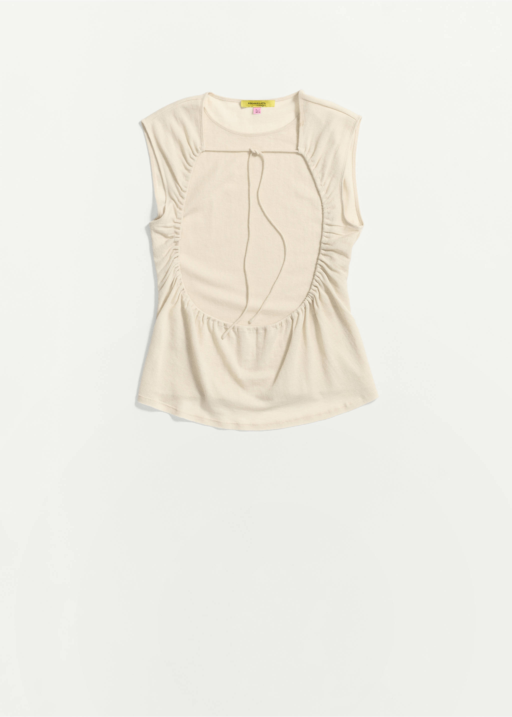 Smocked cut-out overlay top - Article without model, Ecru. Ref: 37091458-00.