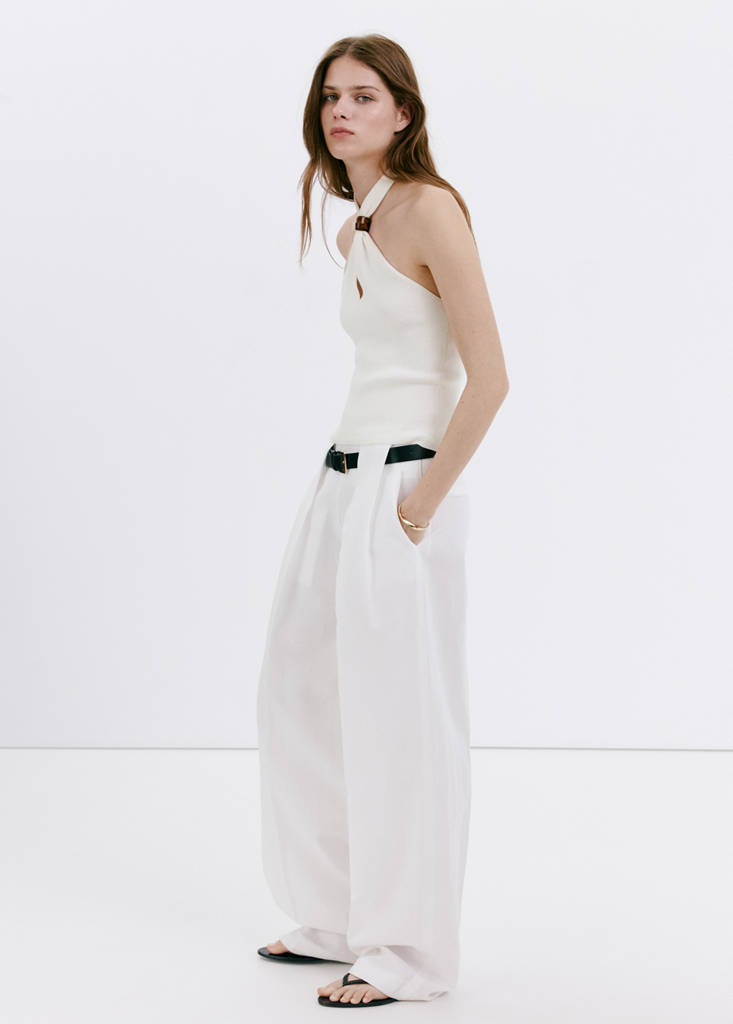 Halter-neck knitted top — Off White