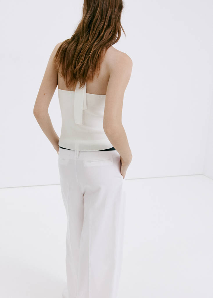Halter-neck knitted top — Off White