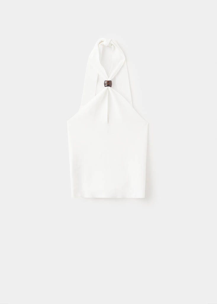 Halter-neck knitted top — Off White