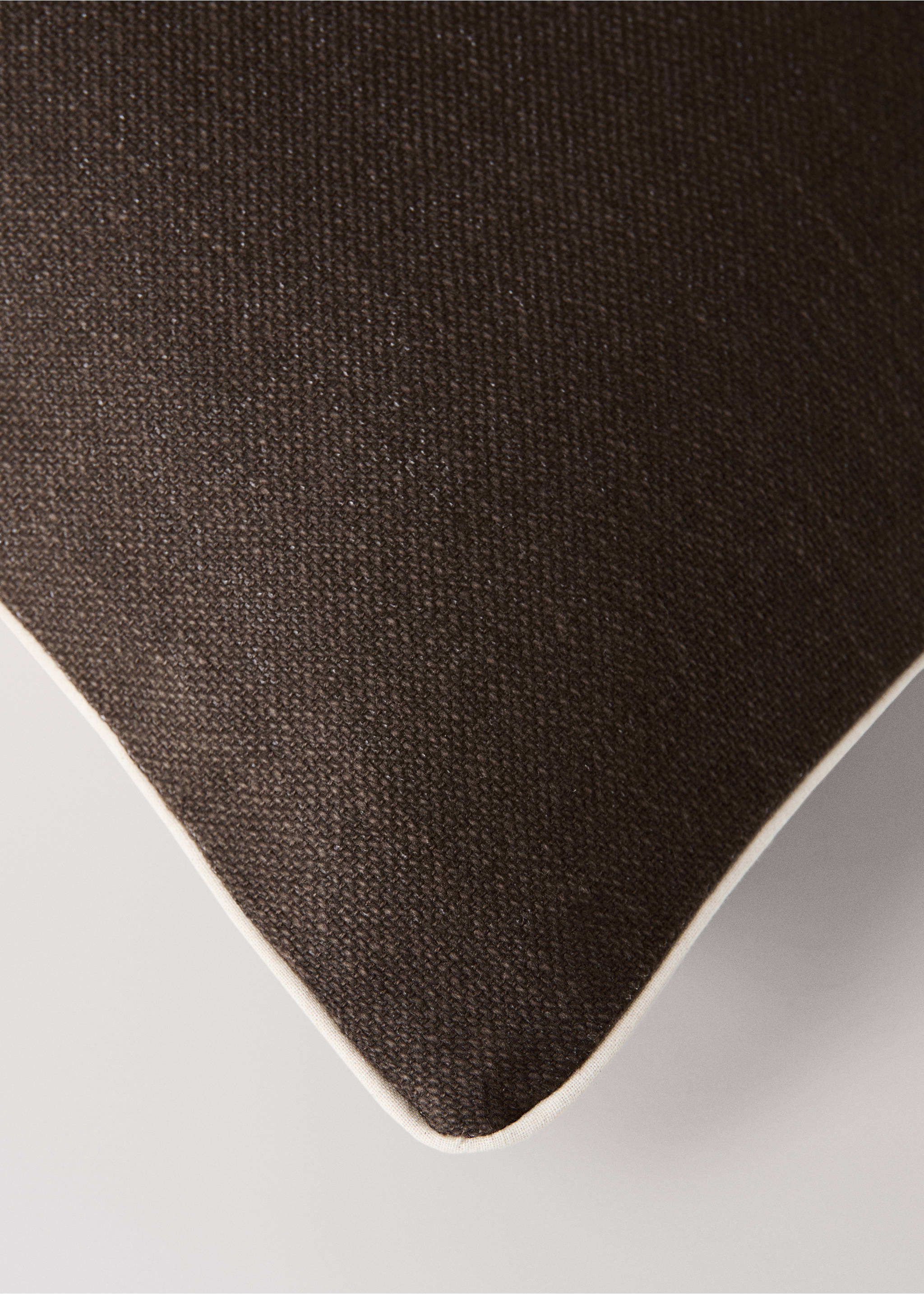 Cotton texture cushion cover 30x50 cm - Details of the article 1, Brown. Ref: 37091461-00.