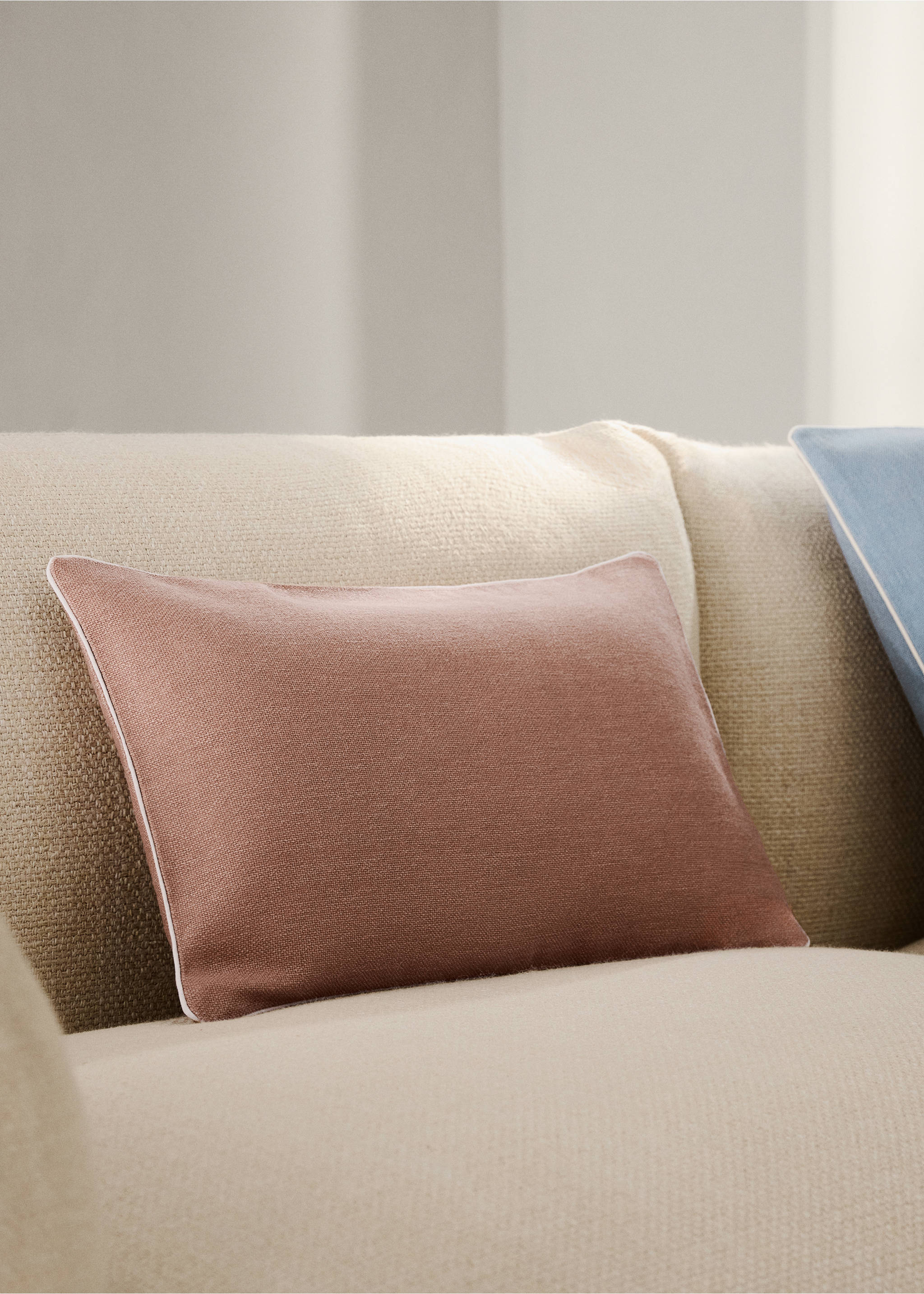 Cotton texture cushion cover 30x50 cm - General plane, Nude. Ref: 37091461-00.
