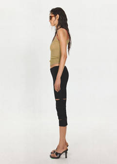 Capri trousers with openings — Black 2