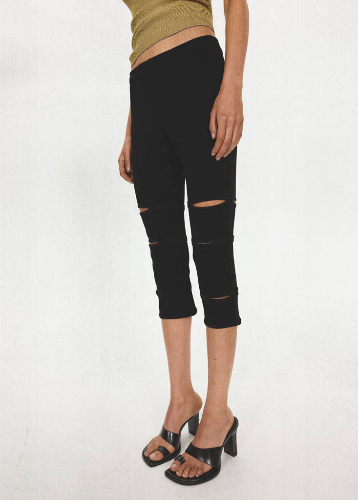 Capri pants with cutouts