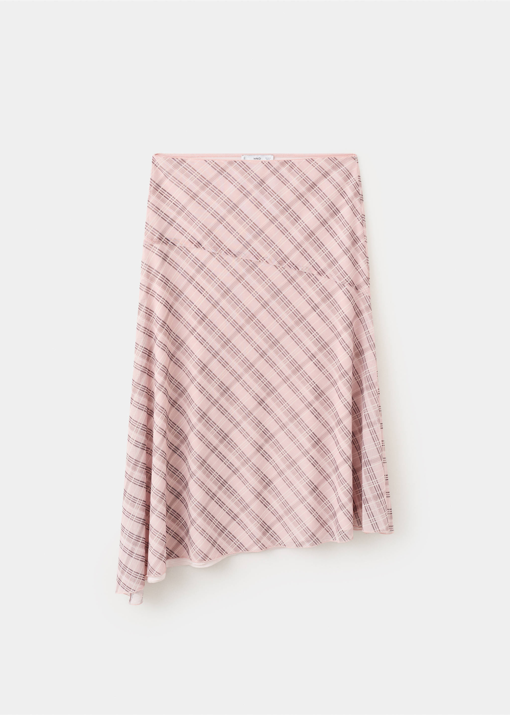 Jupe asymétrique carreaux - Article sans modèle, Rose. Ref: 37091464-00.