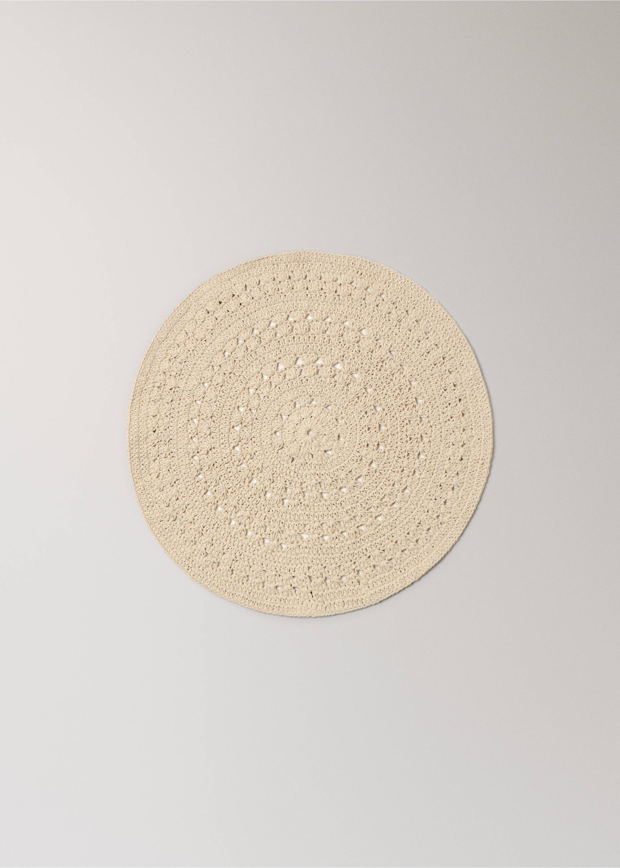 Round cotton table mat - Article without model, Ecru. Ref: 37091465-00.