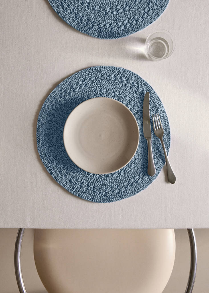 Round cotton table mat — Blue