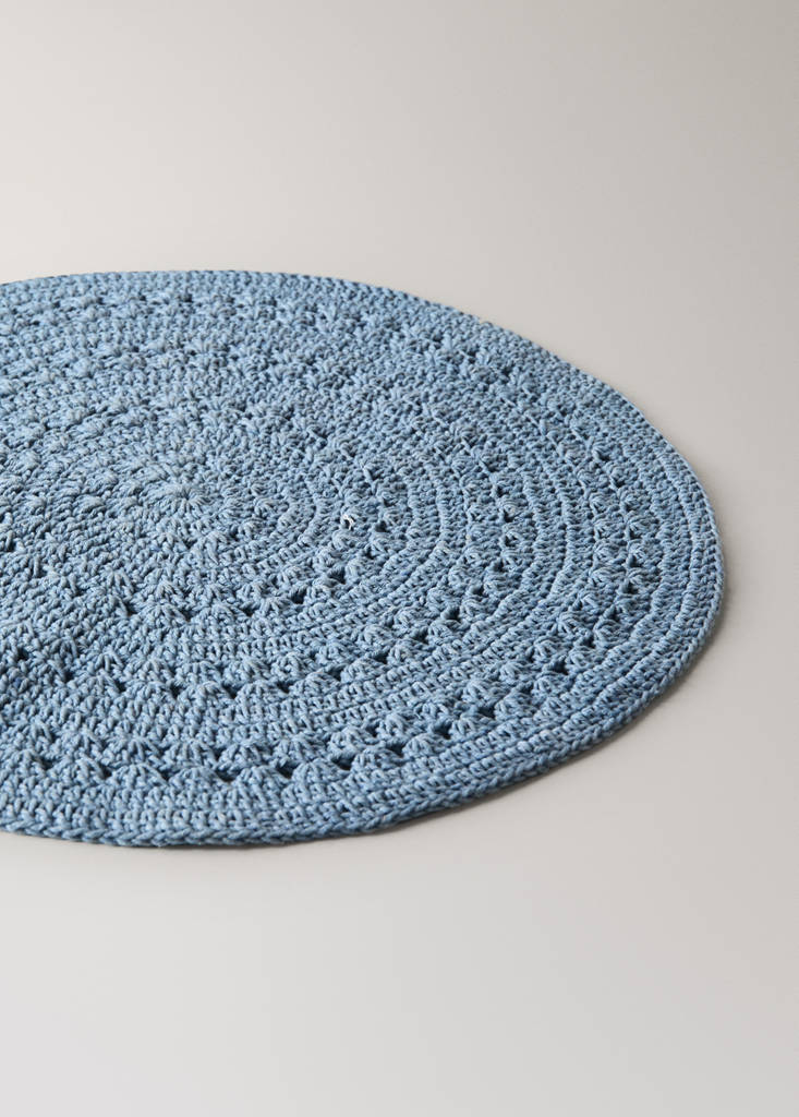 Round cotton table mat — Blue