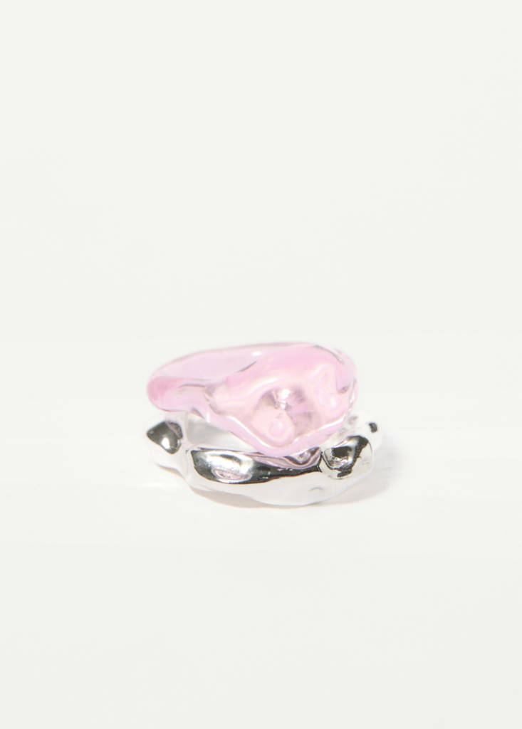 Set of rings with irregular design — Silver