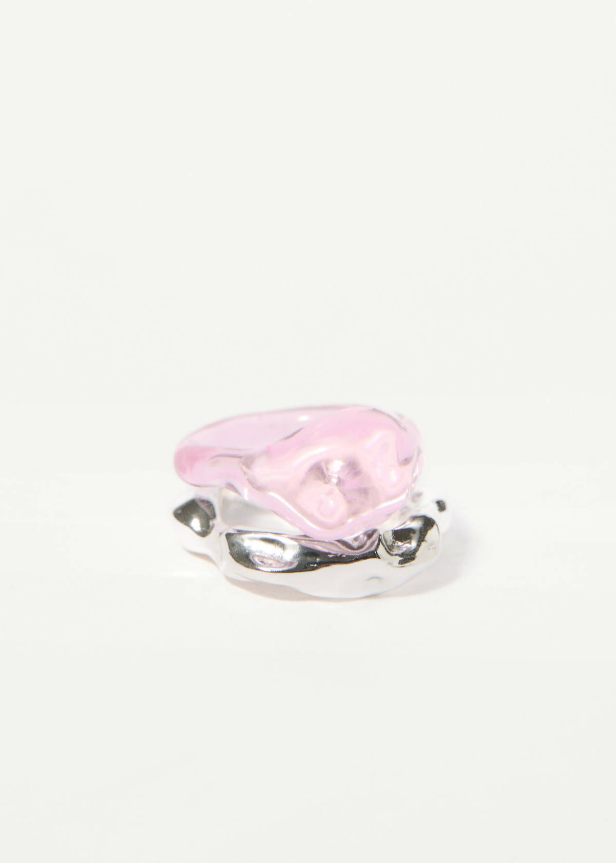 Set of rings with irregular design — Silver