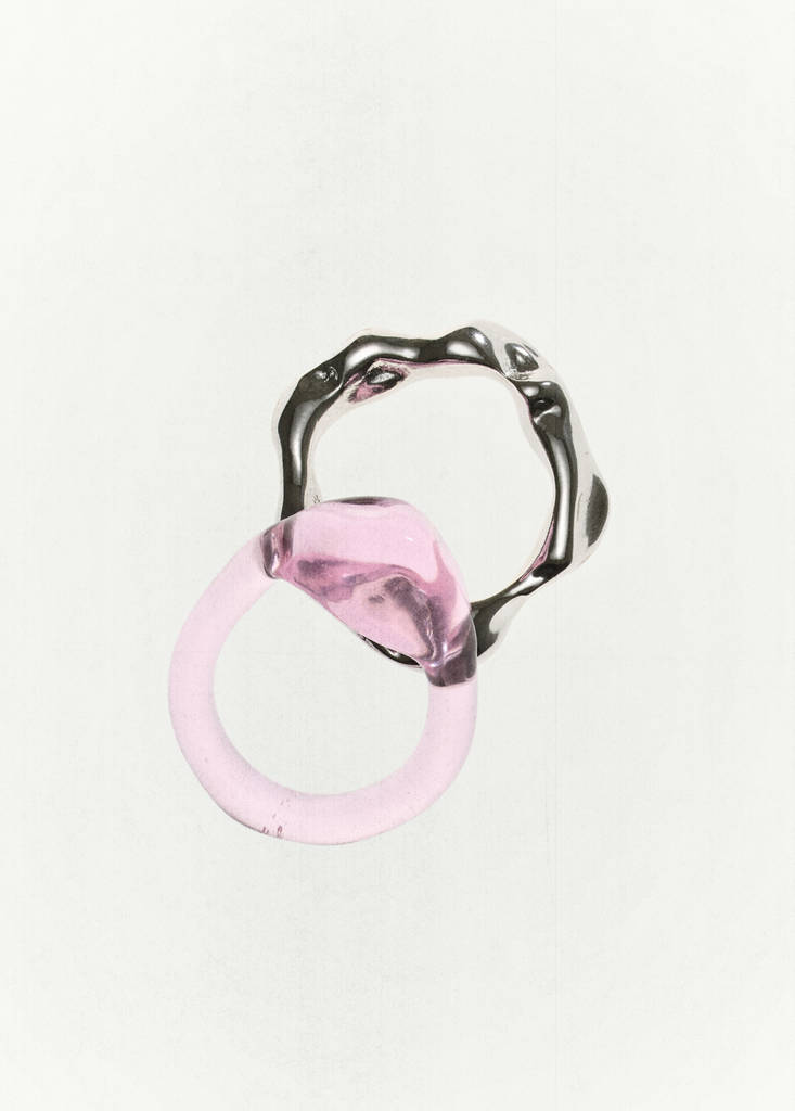 Set of rings with irregular design — Silver