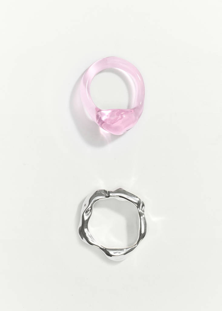 Set of rings with irregular design — Silver