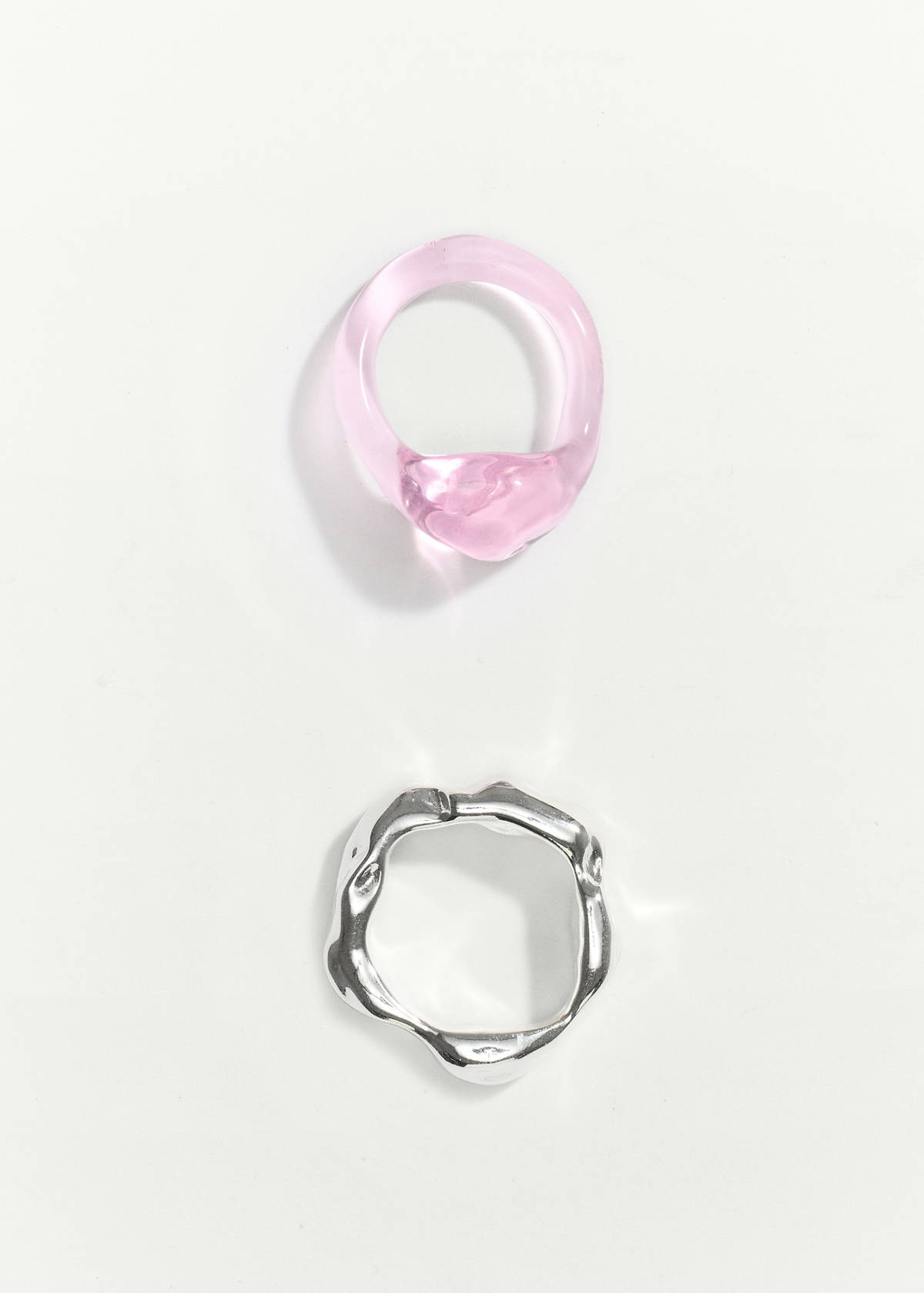Set of rings with irregular design — Silver