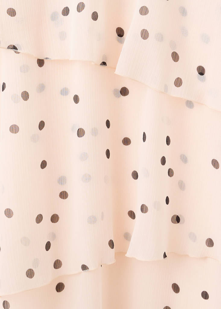 Polka dot dress with puffed sleeves — Ecru