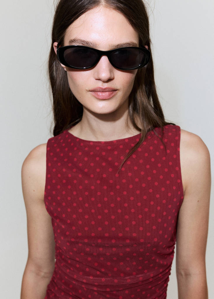 Polka dot tulle dress — Red